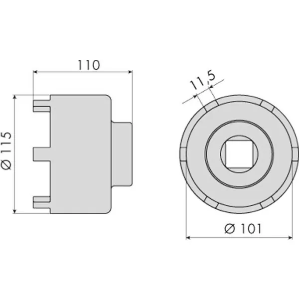 Douille 6 ergots ecrou essieux arriere mercedes/man ø101mm