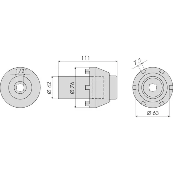 Douille 6 ergots moyeux sprinter ø63mm