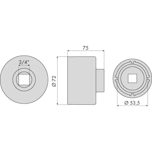 Douille 4 ergots ecrous transmission man ø53,5mm