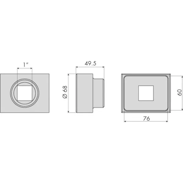 Douille rectangle moyeux man/mercedes 60x76mm