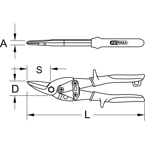 Cisaille à tôles bichantourneuse gauche KS TOOLS 118.0053 