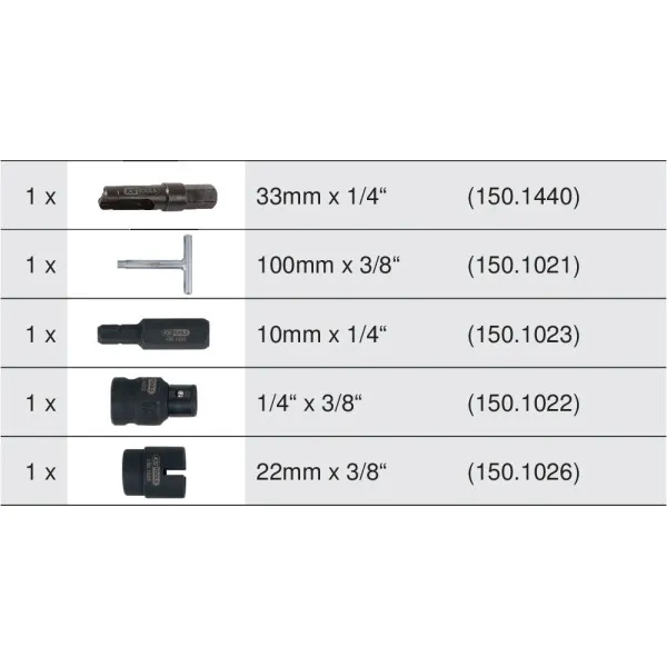 Kit pour vis de vidange carter plastiques 1/4" - 3/8", 5 pcs KS TOOLS 150.1020 