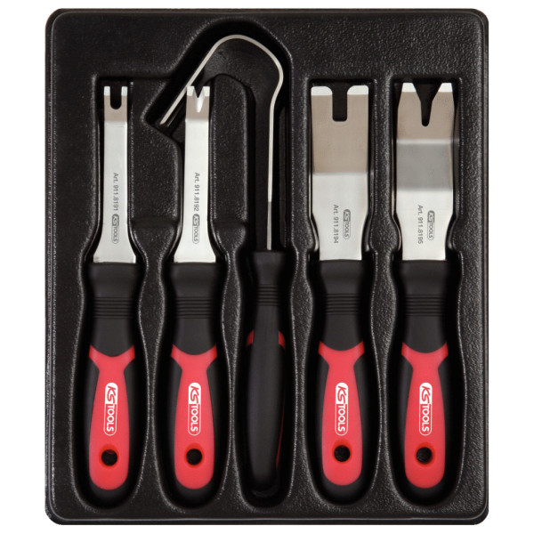 Jeu de 5 outils pour le démontage des garnitures de portières KS TOOLS 911.8190 