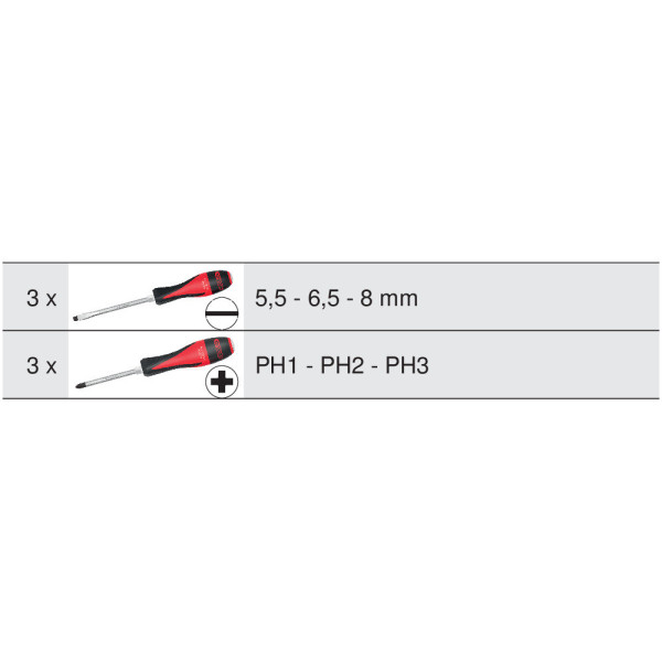 Boîte de 6 tournevis ULTIMATEmax, 3,5 à 8 mm - PH1 à PH3 KS TOOLS 922.6110 