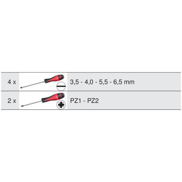 Jeu de 6 tournevis ULTIMATE, Fente - PZ KS TOOLS 922.6040 