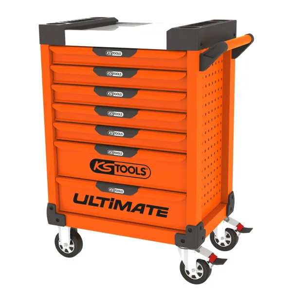 Servante Ultimate 7 tiroirs orange équipée de 45 outils isolés KS Tools - 819.7045 