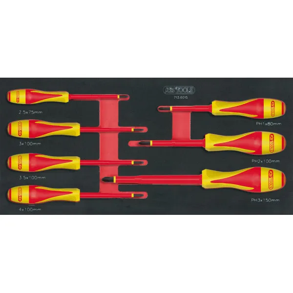 Servante Ultimate 7 tiroirs orange équipée de 45 outils isolés KS Tools - 819.7045 