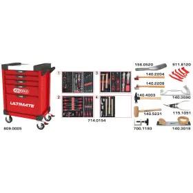 Servante ULTIMATE 5 tiroirs avec composition d'outils pour la carrosserie + 154 pièces KS TOOLS 809.5154 