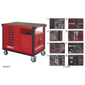 Etabli mobile 14 tiroirs équipé de 354 outils KS Tools - 809.1730 