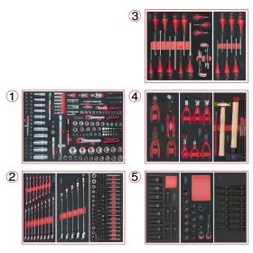 Composition d'outils 5 tiroirs pour servante, 384 pièces KS TOOLS 714.0380 