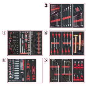 Composition d'outils 5 tiroirs pour servante, 311 pièces KS TOOLS 714.0311 