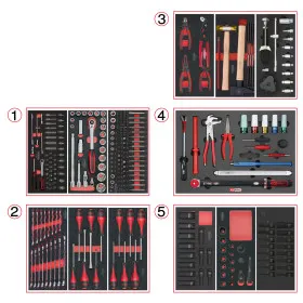 Composition d'outils de service rapide 5 tiroirs pour servante, 283 pièces KS TOOLS 714.0283 