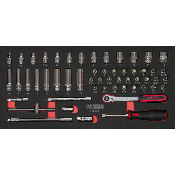 Composition d'outils de service rapide 5 tiroirs pour servante, 283 pièces KS TOOLS 714.0283 