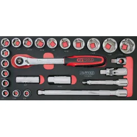 Module de douilles et accessoires ULTIMATE 1/2'' en pouces, 24 pièces KS TOOLS 713.1025 