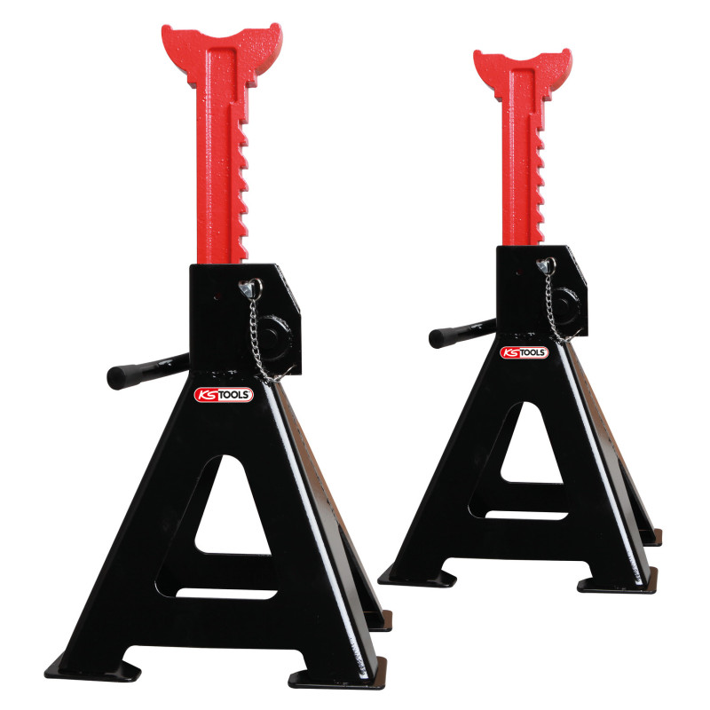 2 Chandelles à Crémaillère PRECISION-STEEL 3T - Hauteur Levage 285-420mm - Sécurité Véhicule