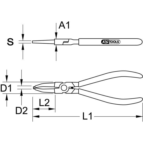 Pinces à circlips intérieur droites, Chrome Vanadium forgé de haute qualité KS TOOLS 