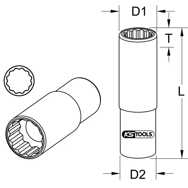 Douilles longues ULTIMATE 12 pans KS TOOLS 