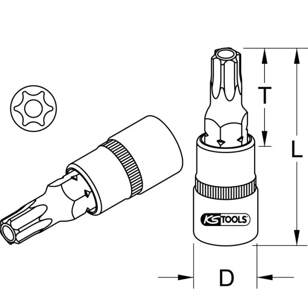 Douilles tournevis ULTIMATE 1/4" TORX percé KS TOOLS 