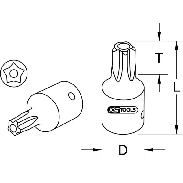 Douilles tournevis ULTIMATE TORX percé 1/4" - 5 pans KS TOOLS 