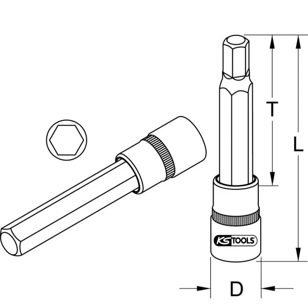 Douilles tournevis longues 1/2" ULTIMATE 6 pans L.110 mm KS TOOLS 