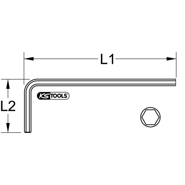Clé mâle brunie longue 6 pans de 1,3 mm à 19 mm KS TOOLS 