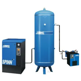 Compresseur d'air rotatif à vis sur châssis complet SPINN 1010, réservoir 500L, sécheur DRY85 Abac - COMPLET SPINN 1010