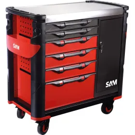 Servante 41 - Xxl 6 Tiroirs - Avec Armoire Et Plateau Inox Sam Outillage 416-Axe