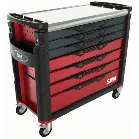 Servante 41 - Xl - 7 Tiroirs - Rouge - Plateau Inox Sam Outillage 417-Axl