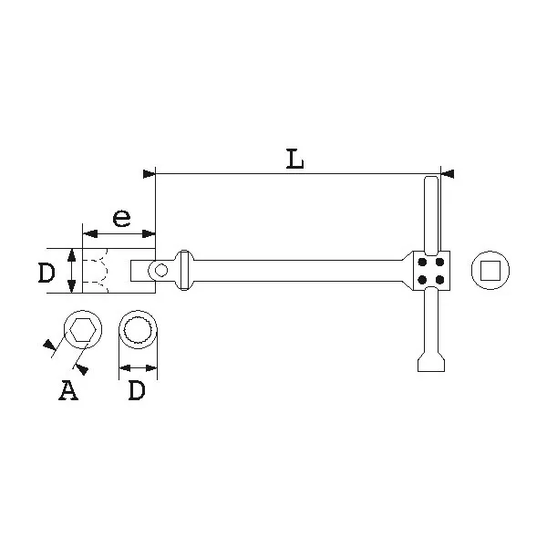 Cle A Bequille A Cardan 6 Pans 3/8'' 6 Mm