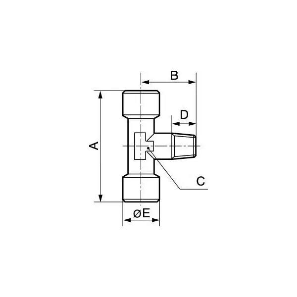 Té égal femelle cylindrique / mâle conique au centre - A12 Prevost