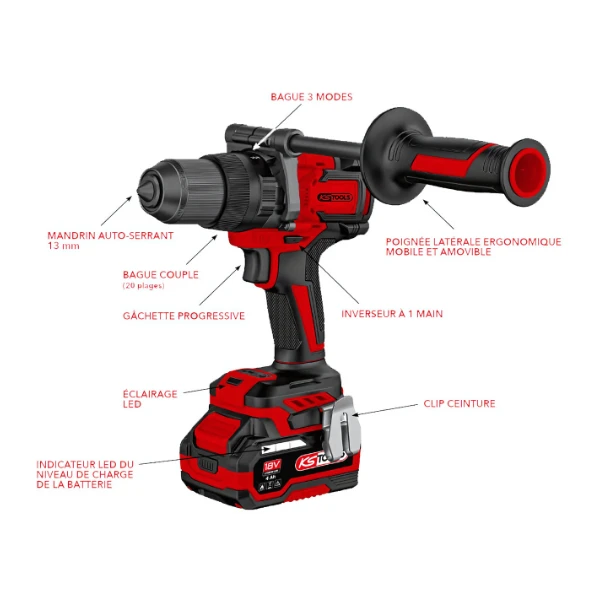 Perceuse-Visseuse Brushless sur Batterie 18V KS TOOLS - 515.4730F