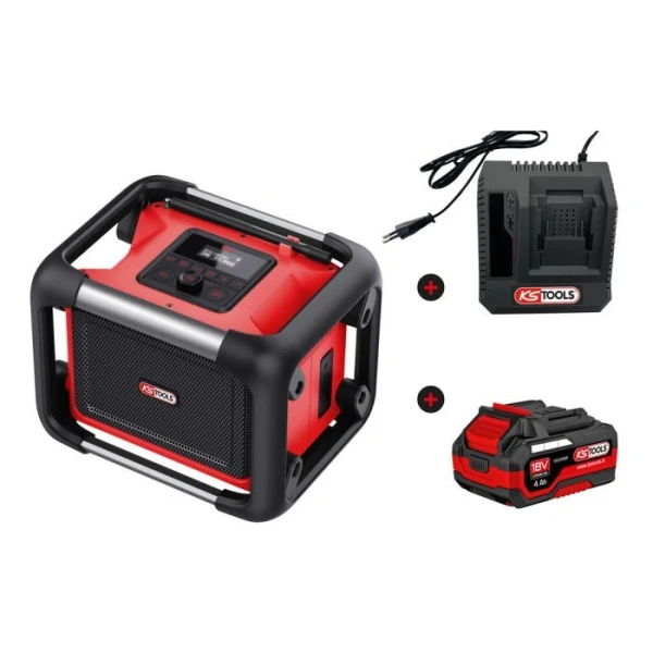 Enceinte de Chantier avec Batterie 18V 4Ah et Chargeur Rapide KS Tools - 100172F-A1