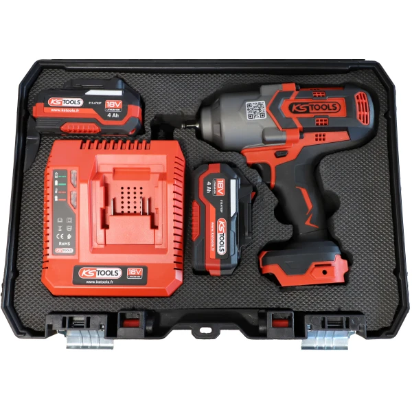 Clé à chocs Brushless 1/2'' 1600 Nm en Coffret, 2 Batteries 18V 4Ah KS TOOLS - 515.4715F