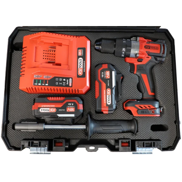 Perceuse-Visseuse Brushless en Coffret, 2 Batteries 18V 4Ah KS TOOLS - 515.4730F