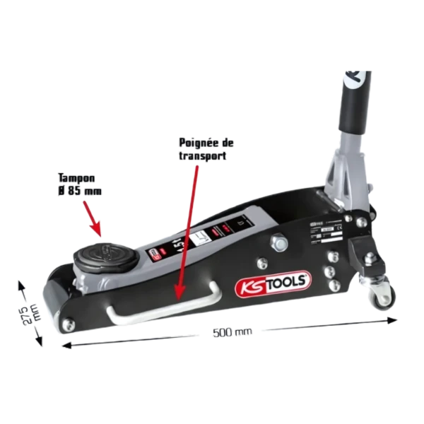 Cric Hydraulique 1,5 T Compact Aluminium Acier KS Tools - 161.0364F