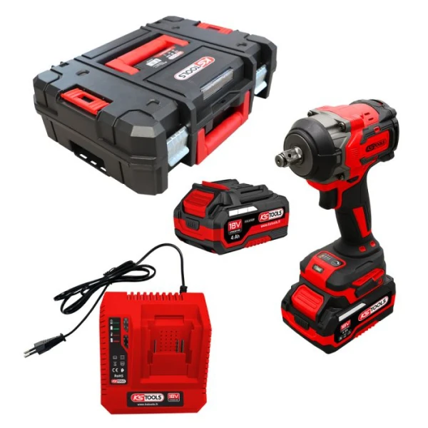 Clé à Chocs Brushless 1/2'' 850 Nm en Coffret, 2 Batteries 18V 4Ah KS Tools - 515.4710F