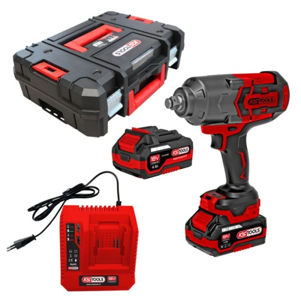 Clé à chocs Brushless 1/2'' 1600 Nm en Coffret, 2 Batteries 18V 4Ah KS TOOLS - 515.4715F