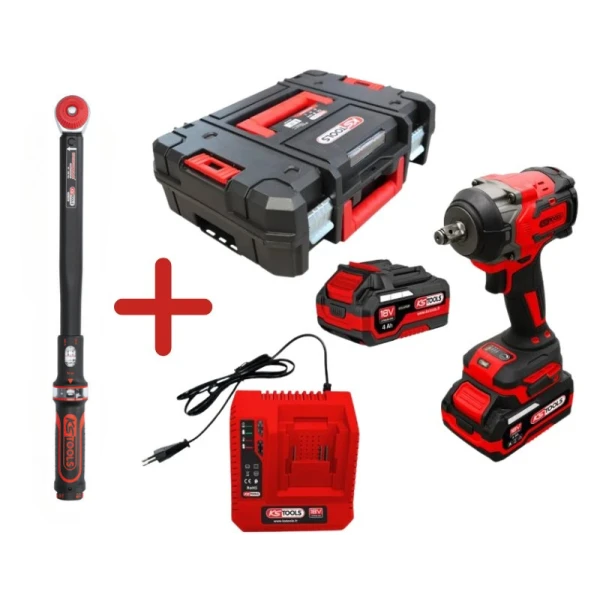 Pack Serrage Roue Clé à Chocs 1/2'' 850 Nm en Coffret + Clé dynamométrique 1/2", 40-200 Nm KS Tools
