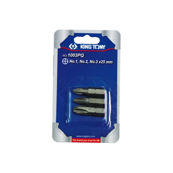 Jeu D'Embouts De Vissage 1/4" Phillips® (N°1,N°2,N°3) - 3 Pièces King Tony - 1003PQ