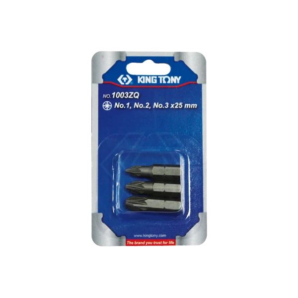Jeu D'Embouts De Vissage 1/4"  Pozidriv® (N°1,2,3) - 3 Pièces King Tony - 1003ZQ