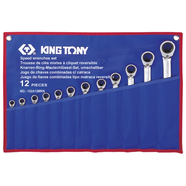Jeu De 12 Clés Mixtes À Cliquet Réversible  8-15-17-19-22-24Mm King Tony - 122A12MRN