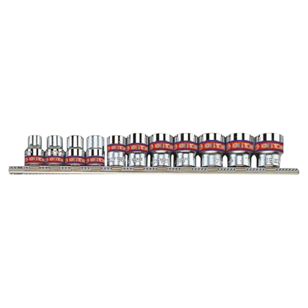 Jeu De 11 Douilles En Pouces 1/4" 12 Pans Sur Rack King Tony - 2011SR