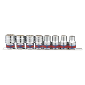 Jeu De 8 Douilles 12 Pans 1/2" N Pouce Sur Rail King Tony - 4010SR