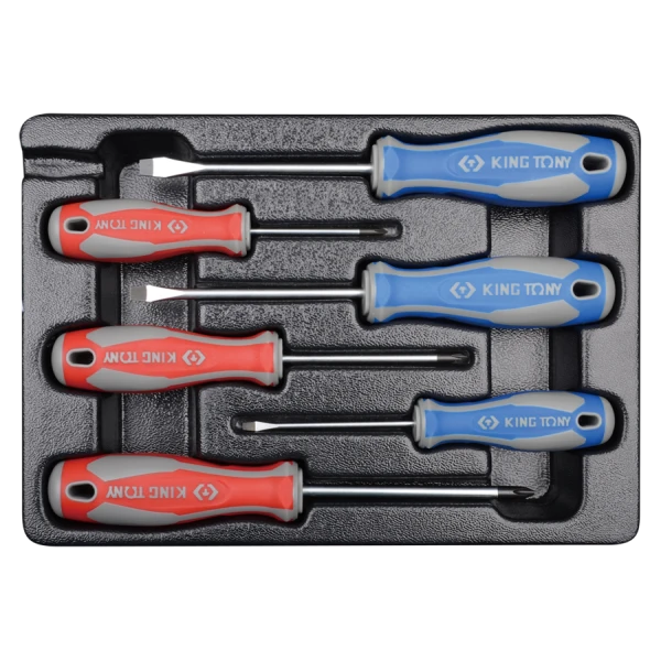 Thermoformé De 6 Tournevis Ph 0X60-1X80-2X100- Plats 3X75-5.5X100-6.5 King Tony - 931106MR