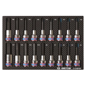 Module Mousse + Pp  18 Pièces Douilles 1/2" Torx--6 Pans Mâles King Tony - 94138PRE