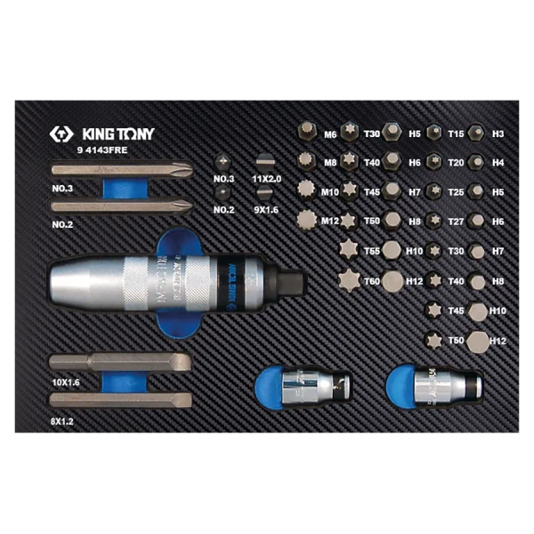 Module Mousse + Pp  43 Pièces Tournevis À Frapper + Embouts King Tony - 94143FRE