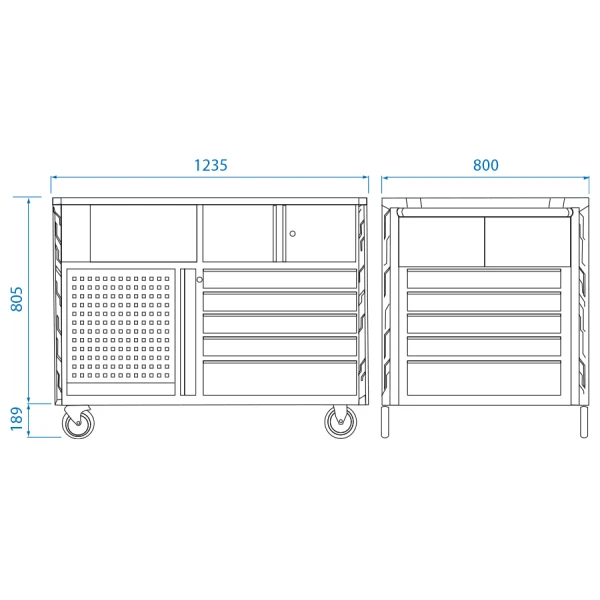 Etabli Mobile "Superb Workbench" 10Tiroirs Plan De Travail Bois Squad King Tony - 87SQ3410BABK