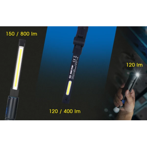 Lampe D'Inspection Aluminium Slim Pliable Et Rechargeable Cob+Smd Led King Tony - 9TA268AA
