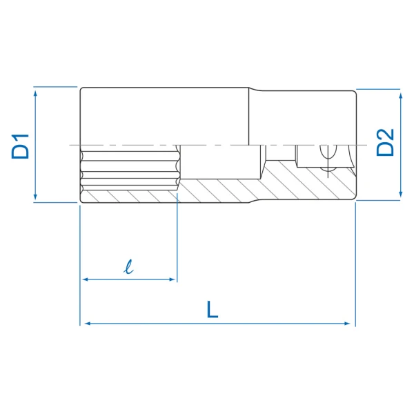 Douille longue en pouces 12 pans 1/2" King Tony