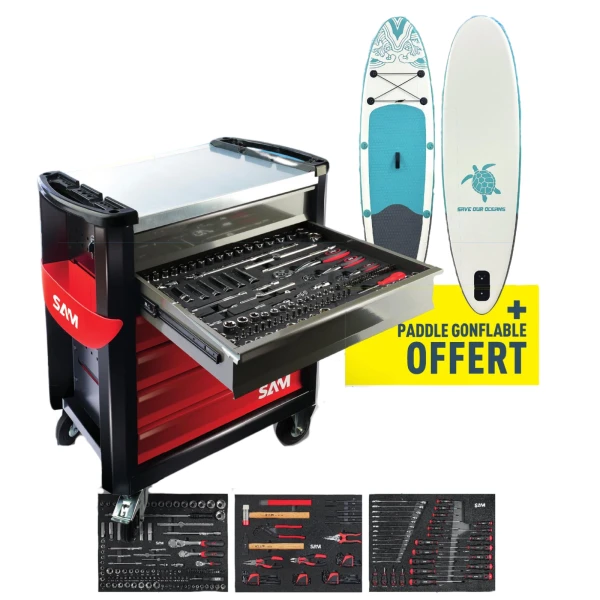 Servante Équipée 244 Outils avec Paddle Offert SAM Outillage - CPP-224PM6